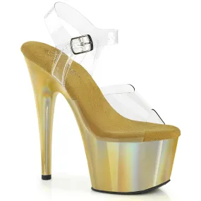 7 Inch Heel ADORE-708LQ Clear Liquid Gold Holo