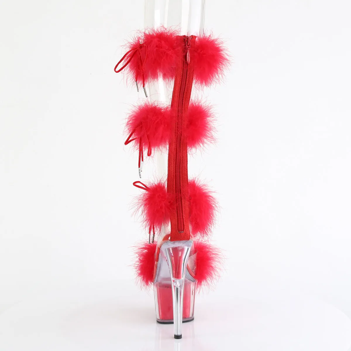 7 Inch Heel ADORE-728F Clear Red Fur