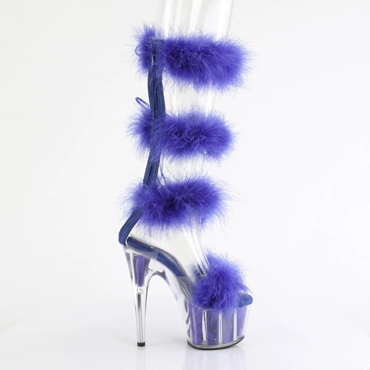 7 Inch Heel ADORE-728F Clear Royal Blue Fur