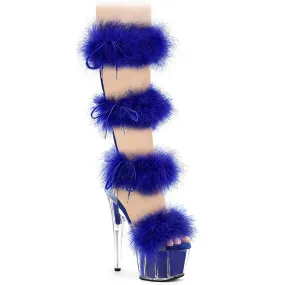 7 Inch Heel ADORE-728F Clear Royal Blue Fur