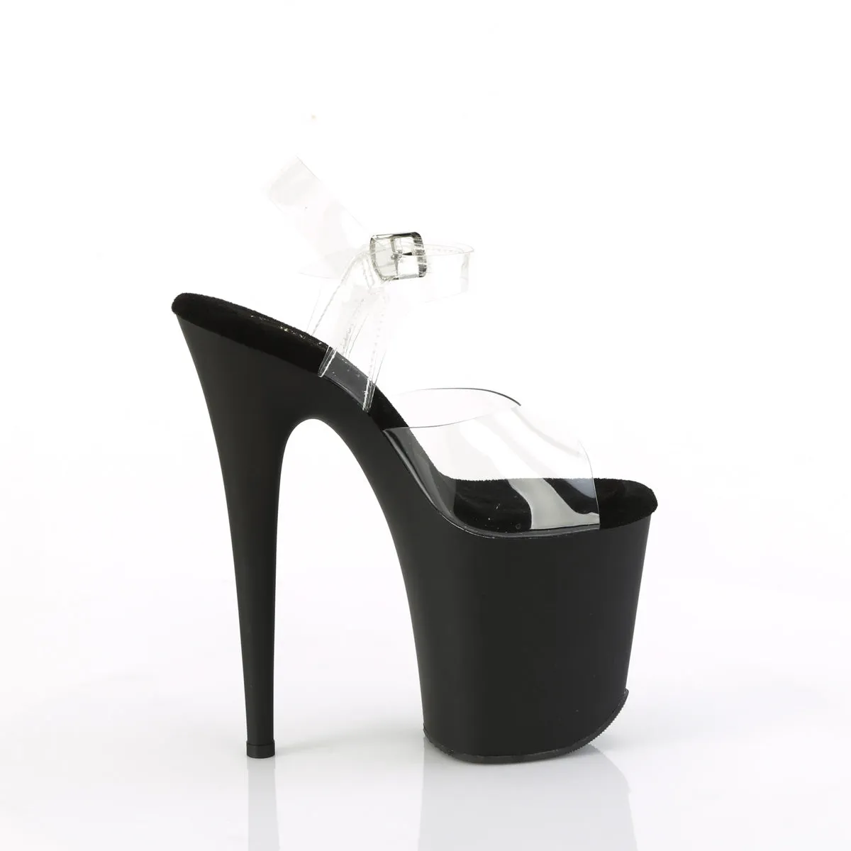 8 Inch Heel FLAMINGO-808TGRS Clear Black Silver