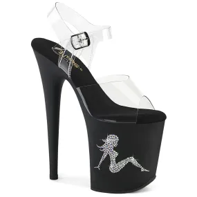 8 Inch Heel FLAMINGO-808TGRS Clear Black Silver