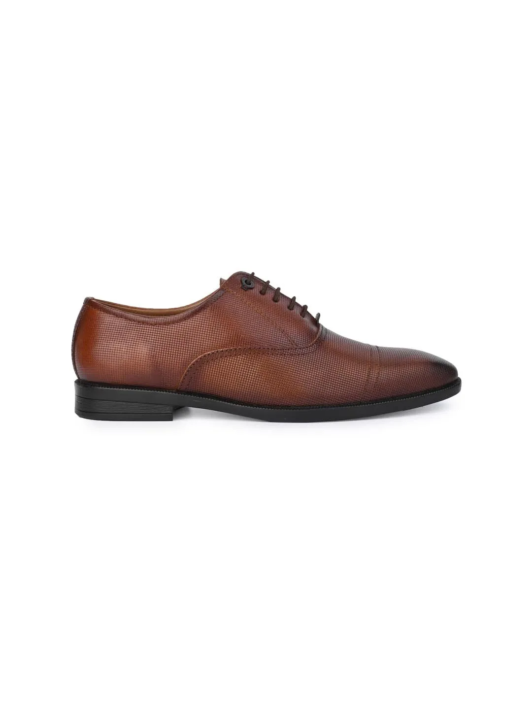 Alberto Torresi Genuine Leather Textured Tan Formal Laceup Shoes