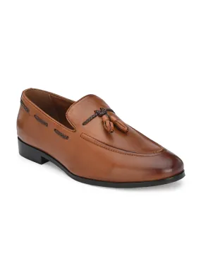 Baizen Tan Tassel Loafers