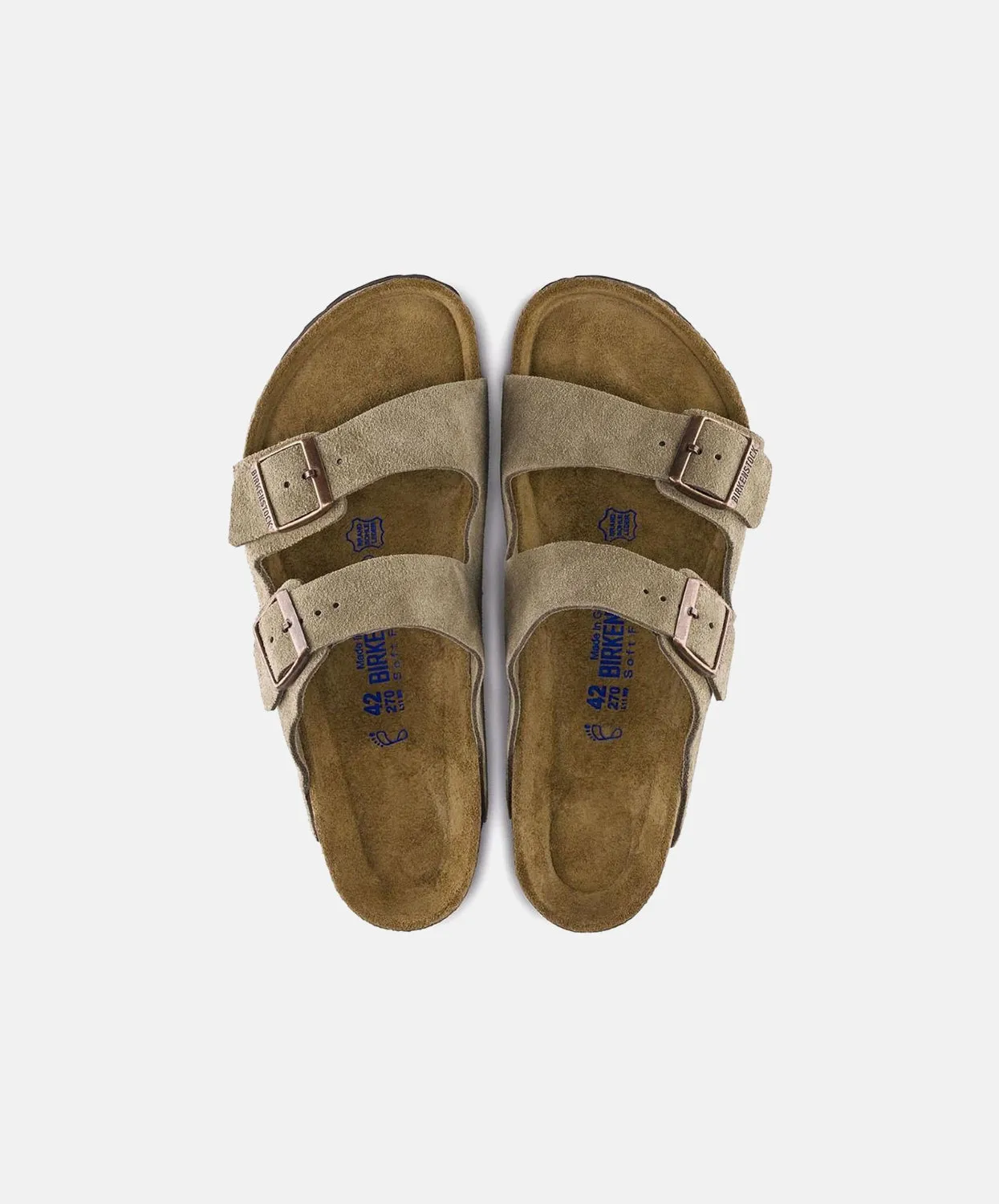 Birkenstock Arizona Suede Leather Taupe Soft Footbed Sandals