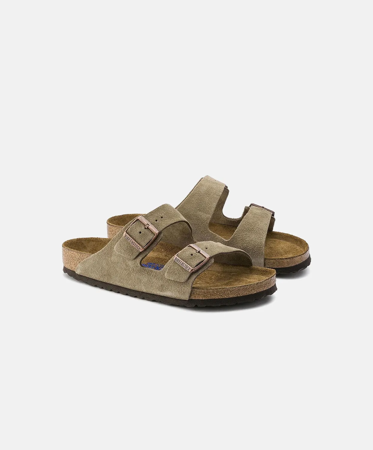 Birkenstock Arizona Suede Leather Taupe Soft Footbed Sandals