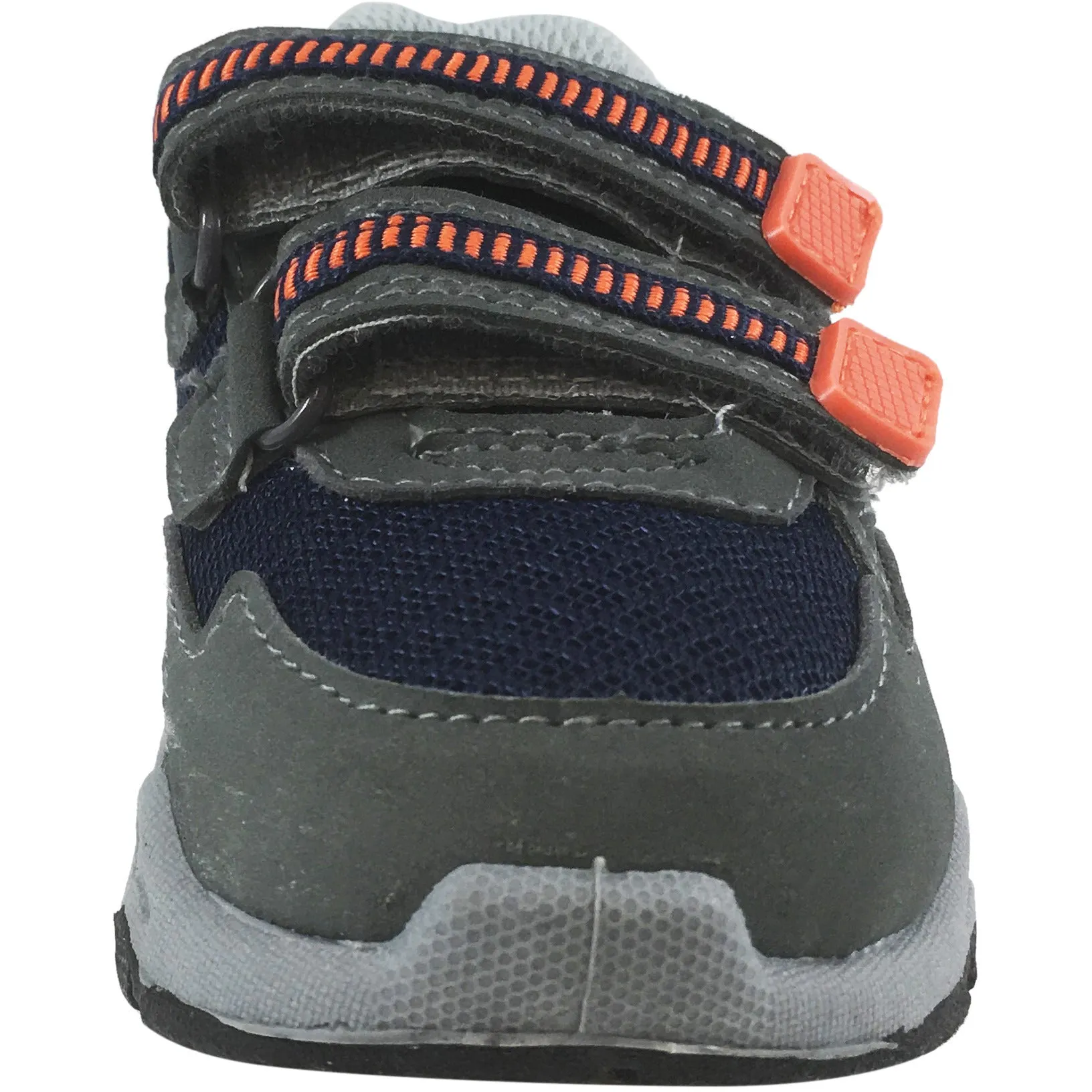 Carter's Boy's Grey Navy Orange Wavy Trail Hiker Double Hook and Loop Sneaker