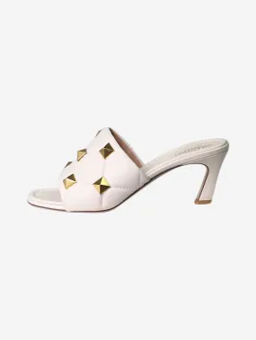 Cream Roman stud leather mules - size EU 39