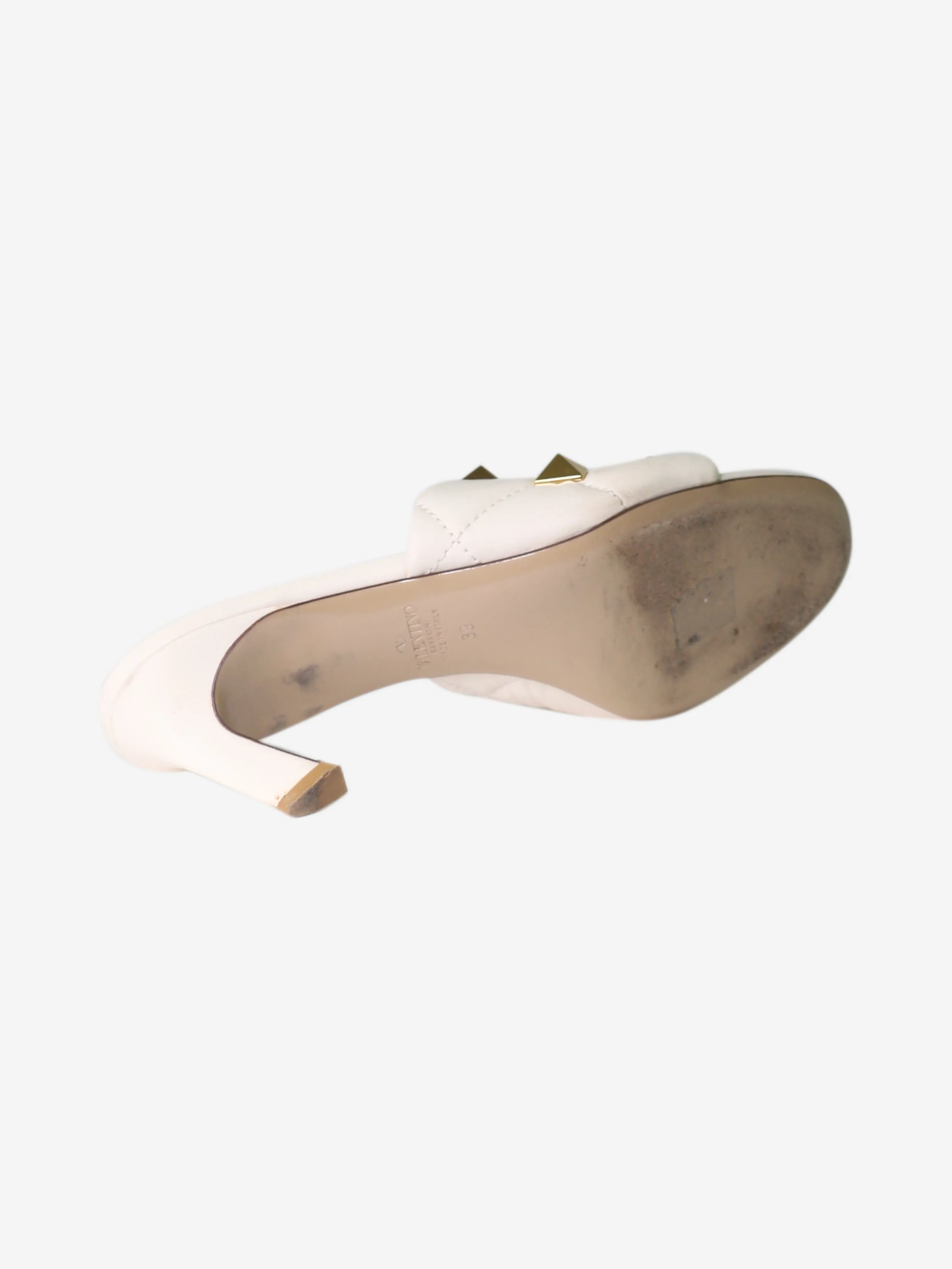 Cream Roman stud leather mules - size EU 39