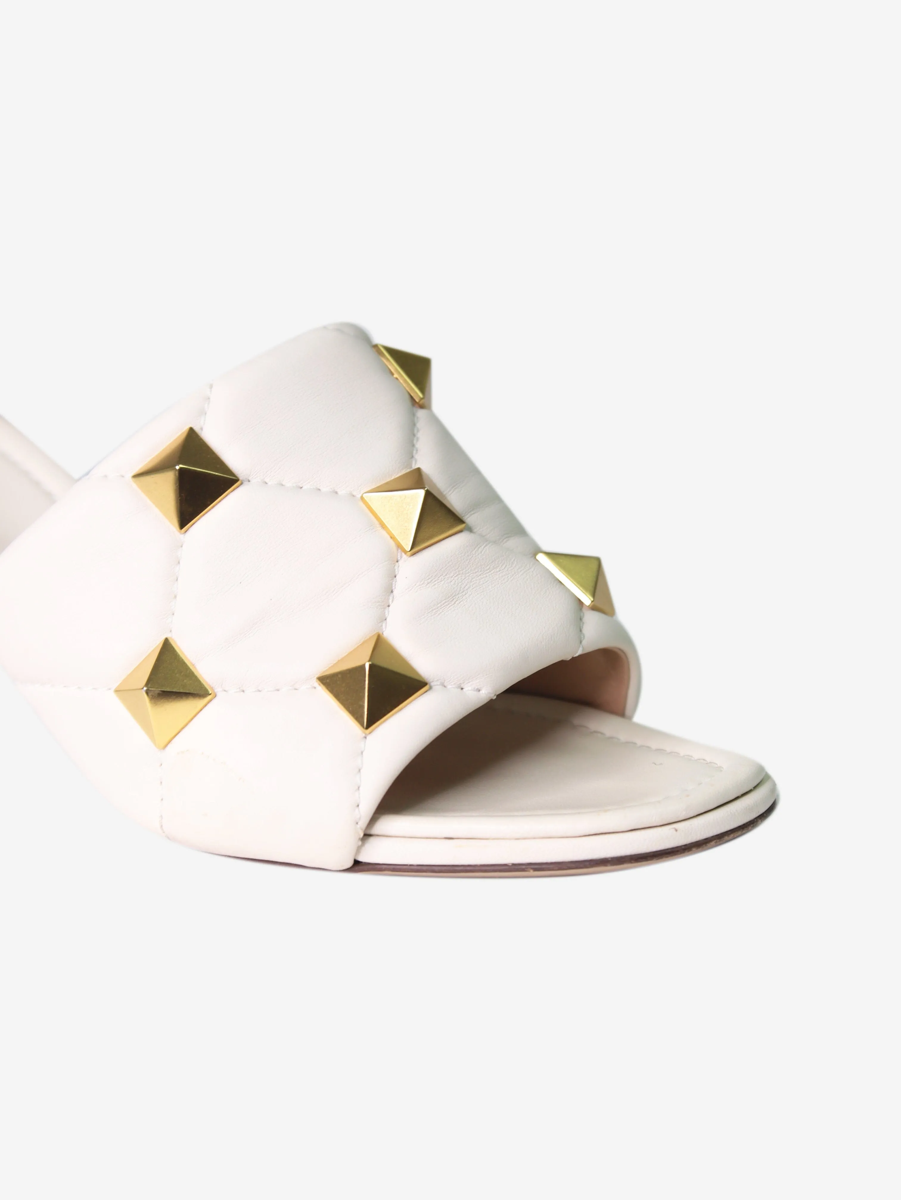 Cream Roman stud leather mules - size EU 39