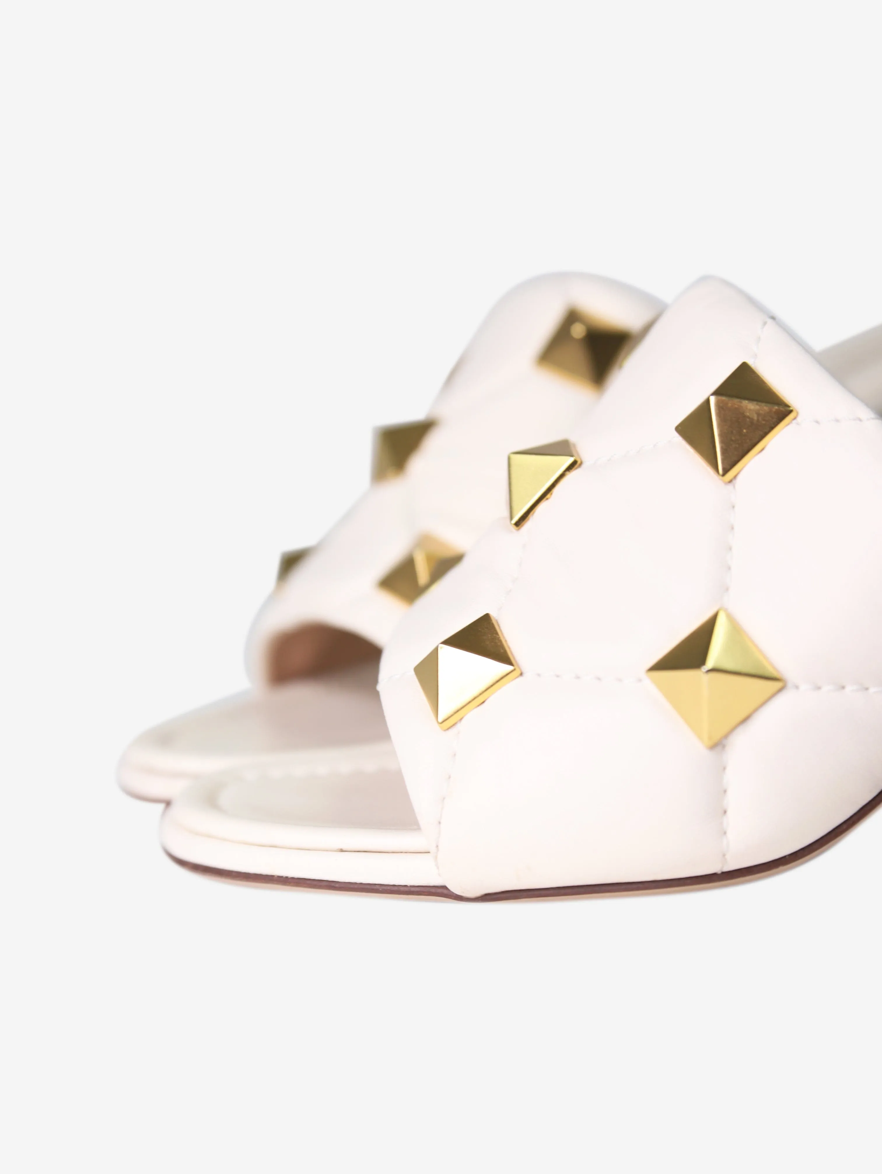 Cream Roman stud leather mules - size EU 39