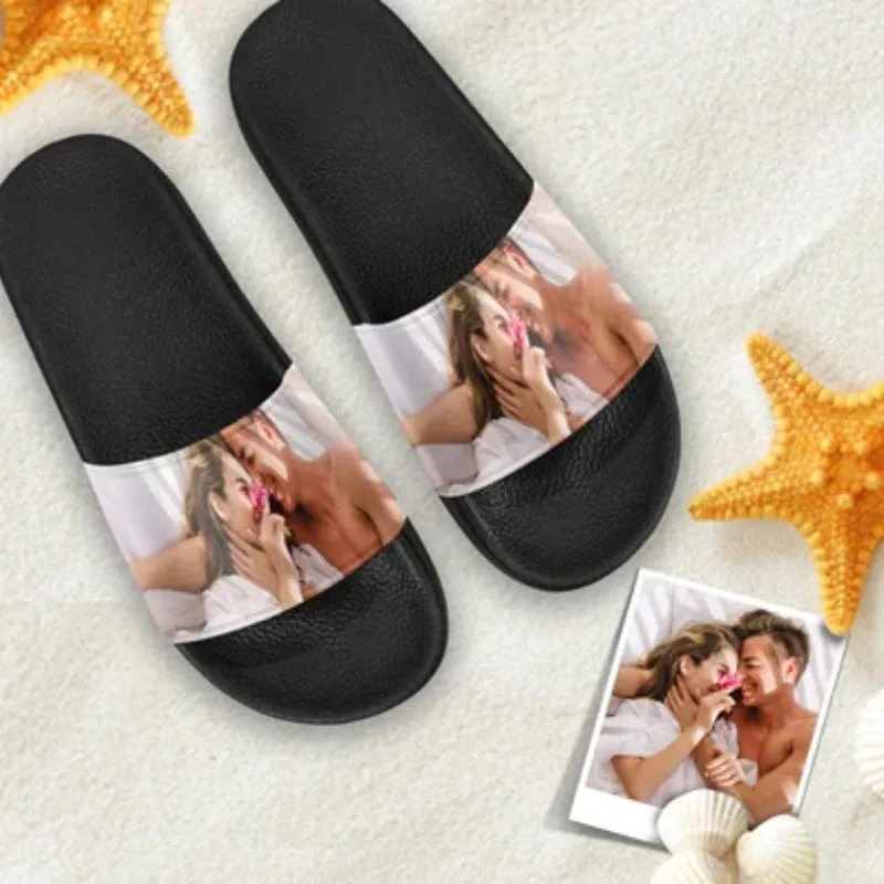 Custom Photo Face Sandals Personalized Couple Photo Slides Gift