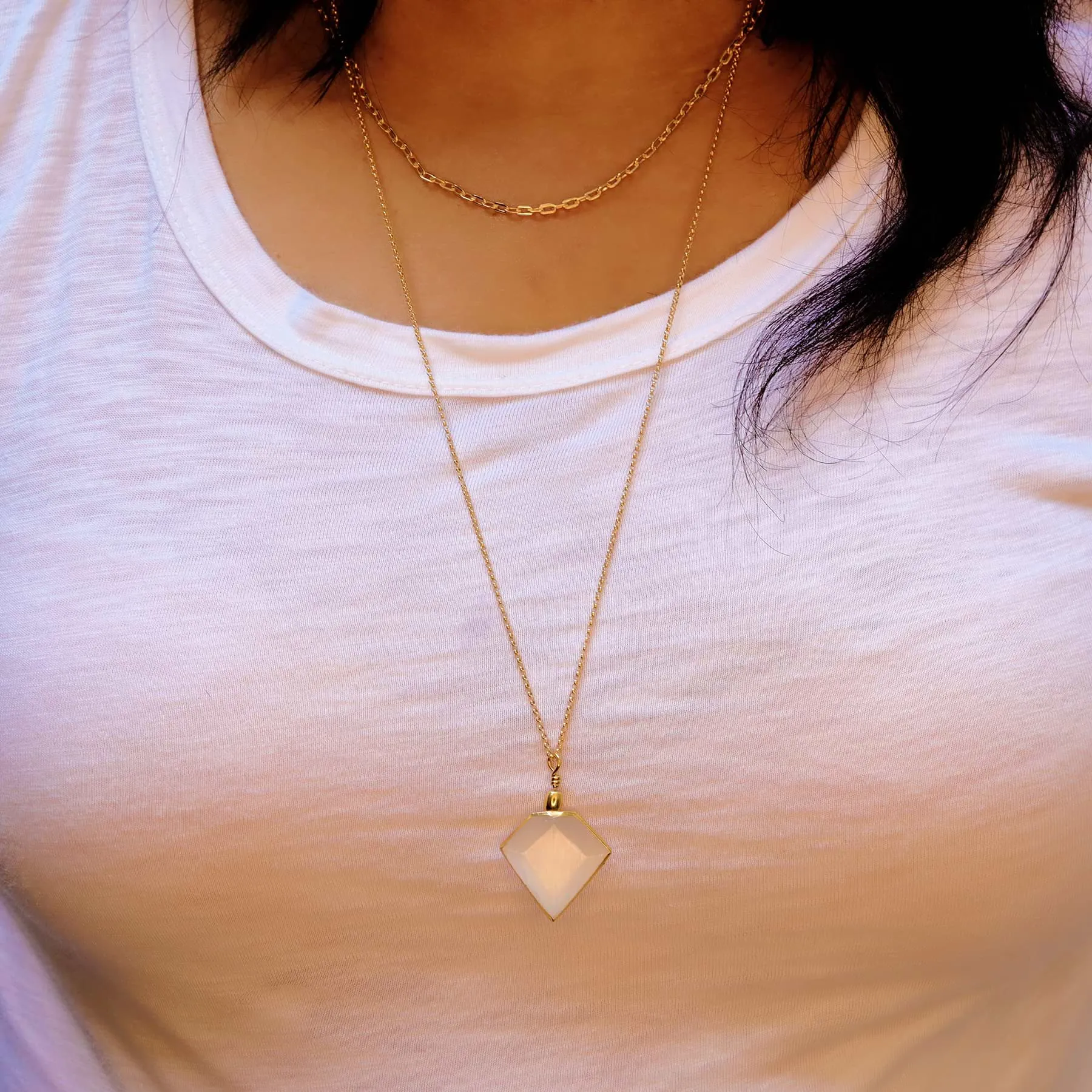 Desert Rose - Selenite Pendant Gold Layered Neckace