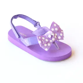 FINAL SALE - L'Amour Girls Polka Dot Bow Flip Flop Sandals