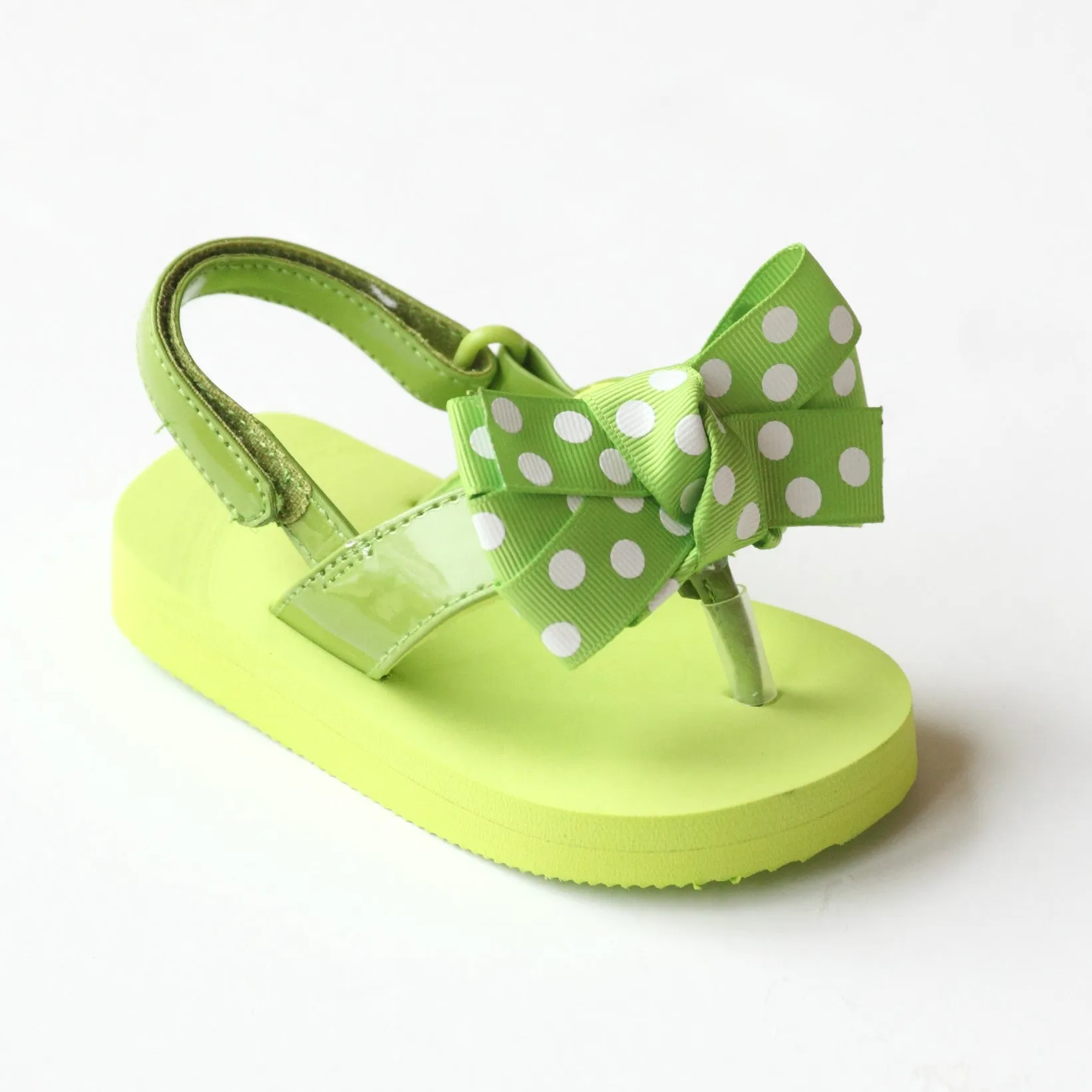 FINAL SALE - L'Amour Girls Polka Dot Bow Flip Flop Sandals