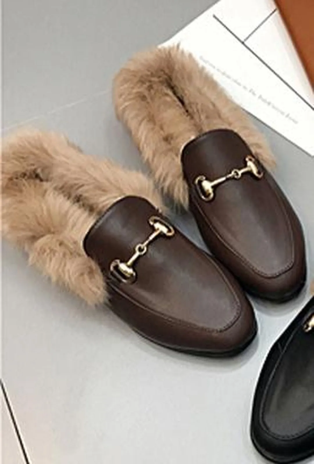 GABI - FUR SLIPPER LOAFERS