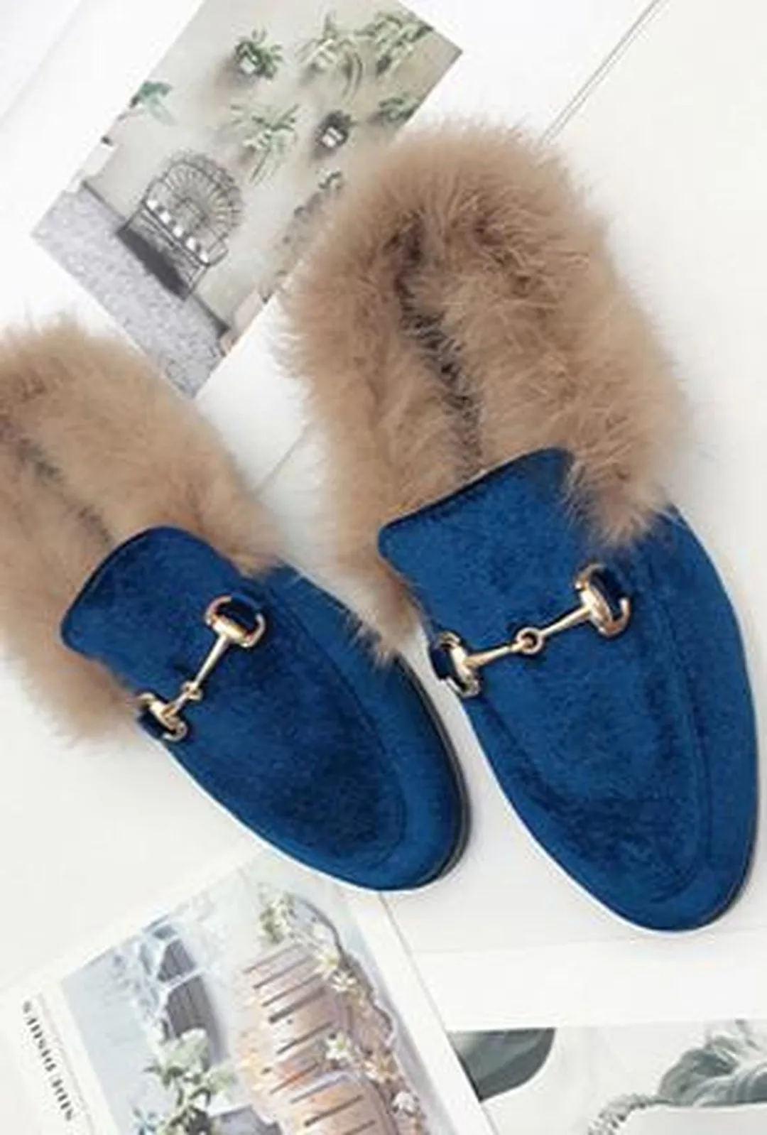 GABI - FUR SLIPPER LOAFERS