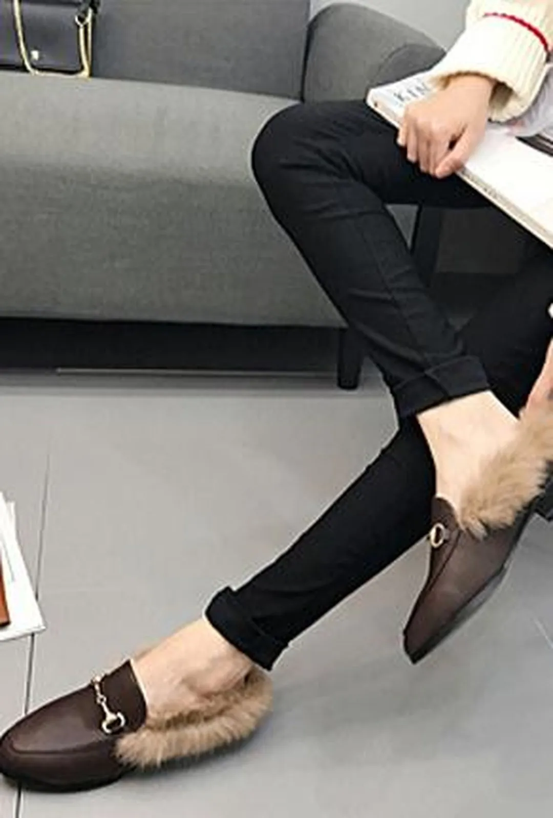 GABI - FUR SLIPPER LOAFERS