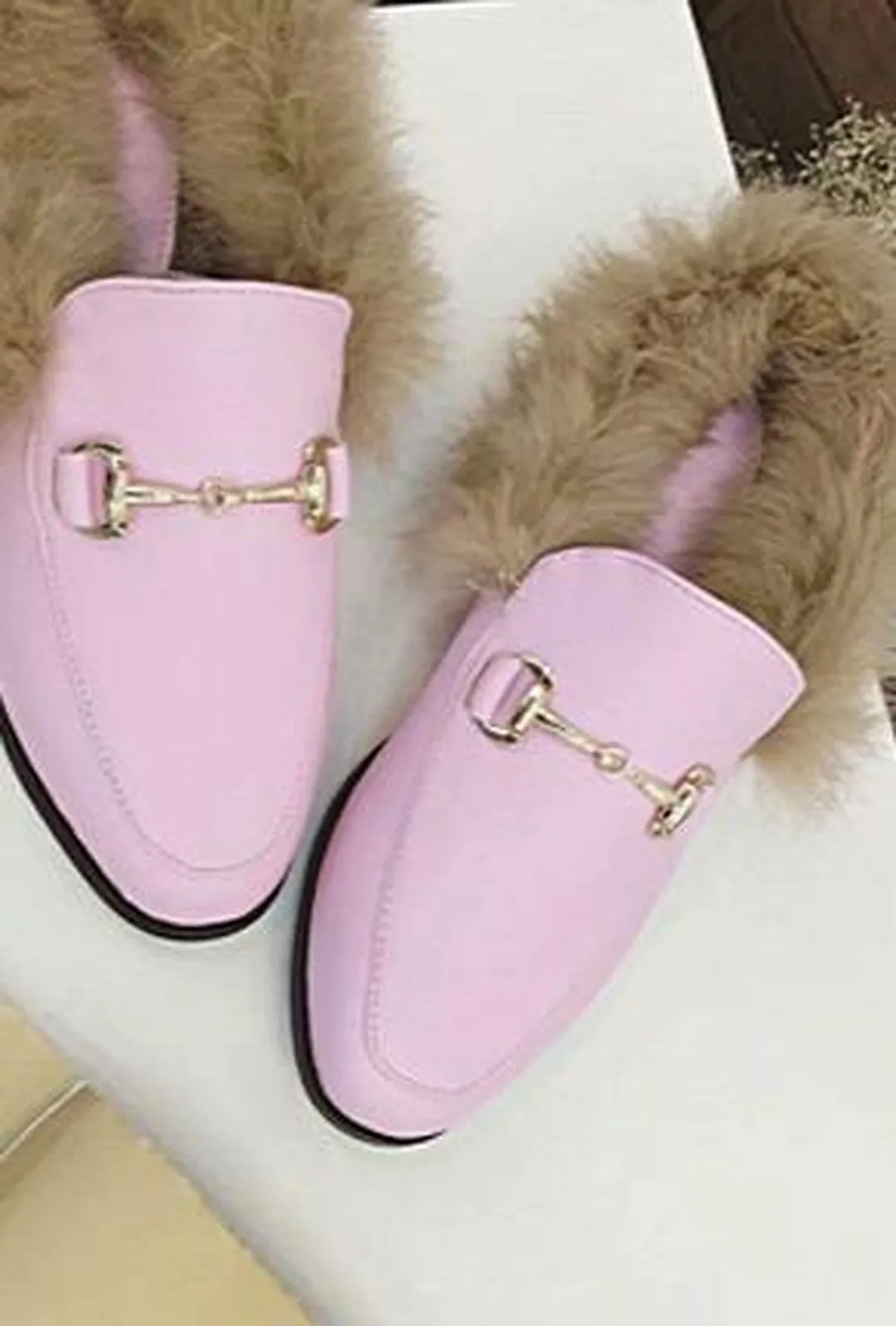 GABI - FUR SLIPPER LOAFERS