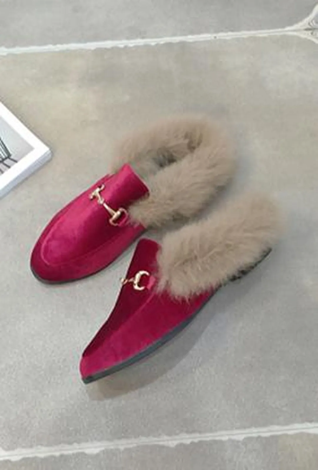 GABI - FUR SLIPPER LOAFERS