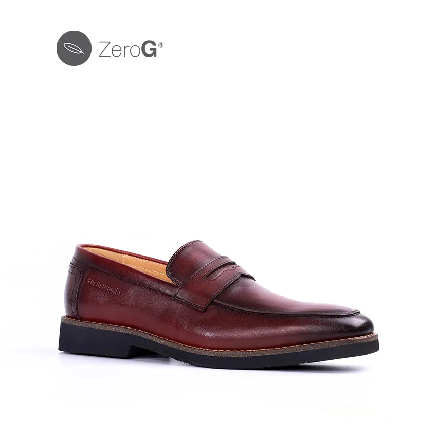 Garland Penny Mens Dress Shoes - Stylish Wine Leather Loafers for Formal & Casual Wear