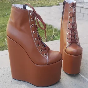 Light Brown Wedge Booties 19 cm