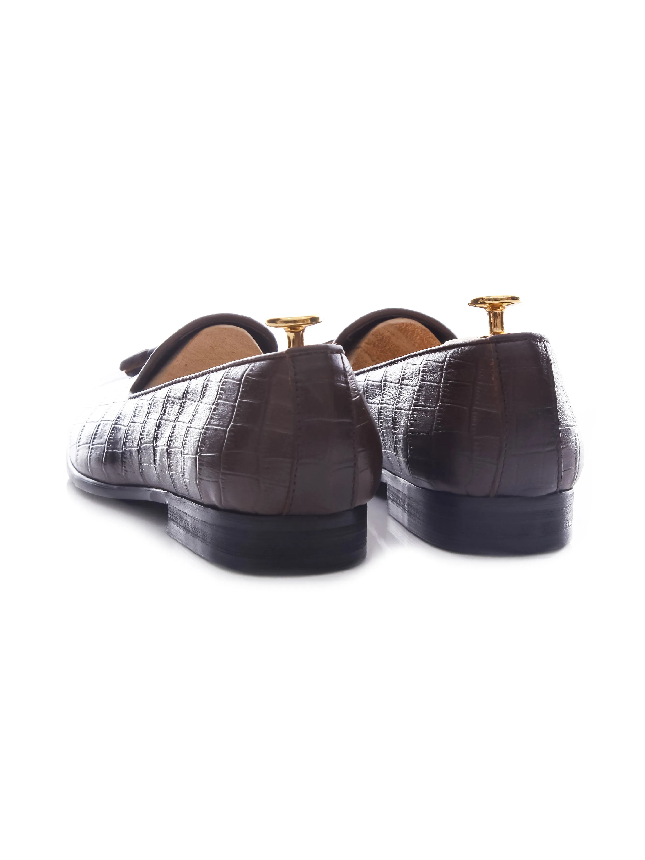 Loafer Slipper - Coffee Croco Leather