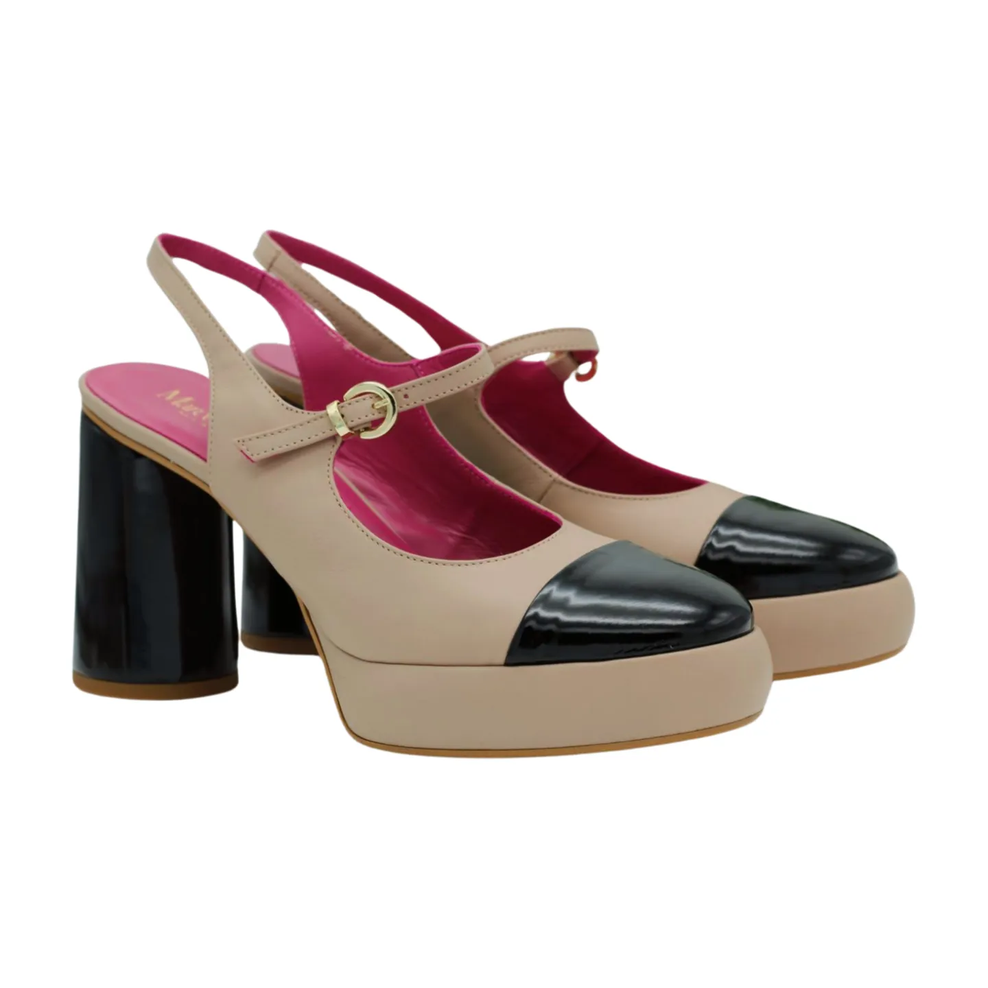 Marco Moreo KAY Camel Black Elegant Mary Jane Shoes for Women - F083