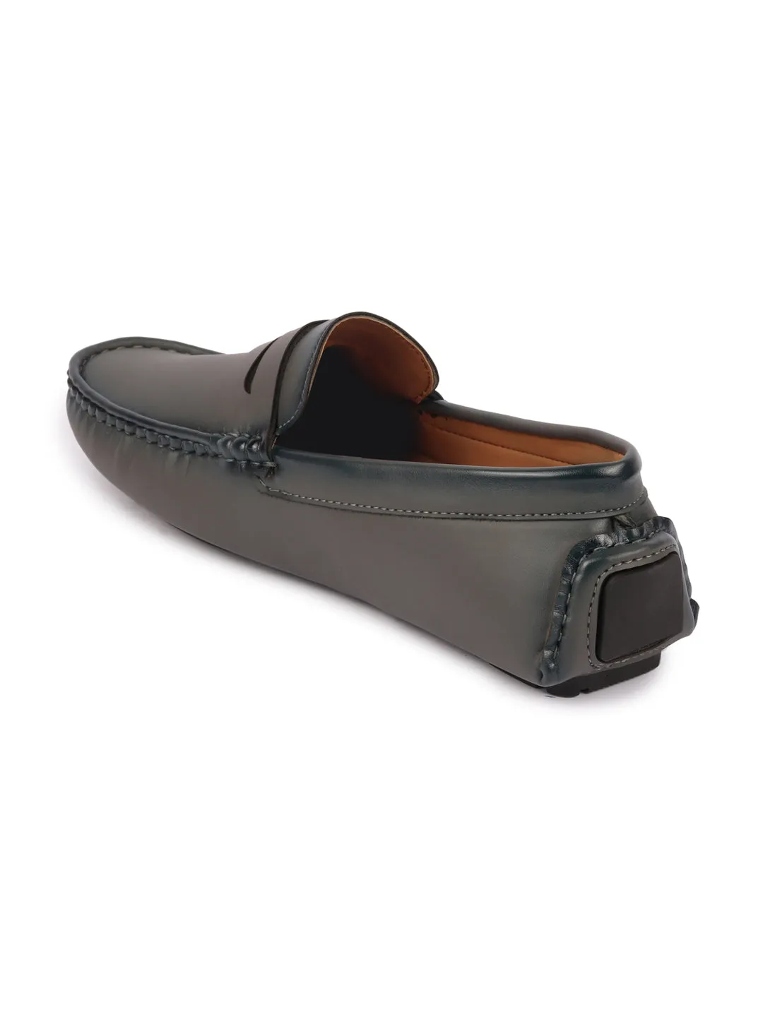 Men Grey Hand Stitched Comfort Loafer and Moccasin Shoes