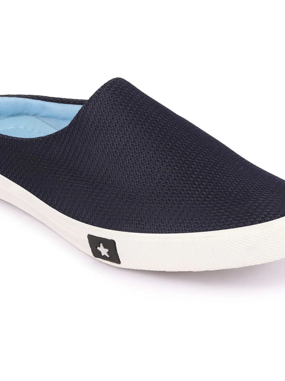 Men Navy Blue Casual Canvas Slip-On Shoes