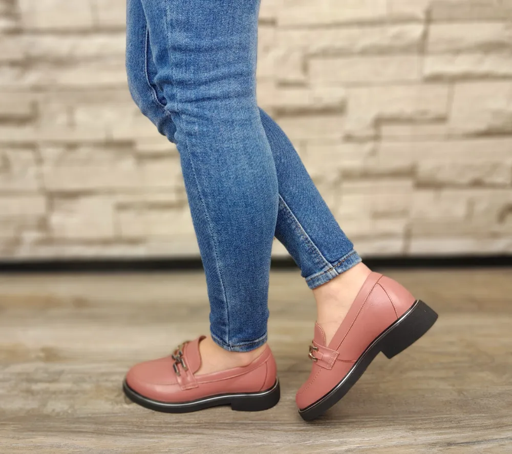 Pantofi casual, dama, ADA SHOES, 2211-10 roze, piele naturala