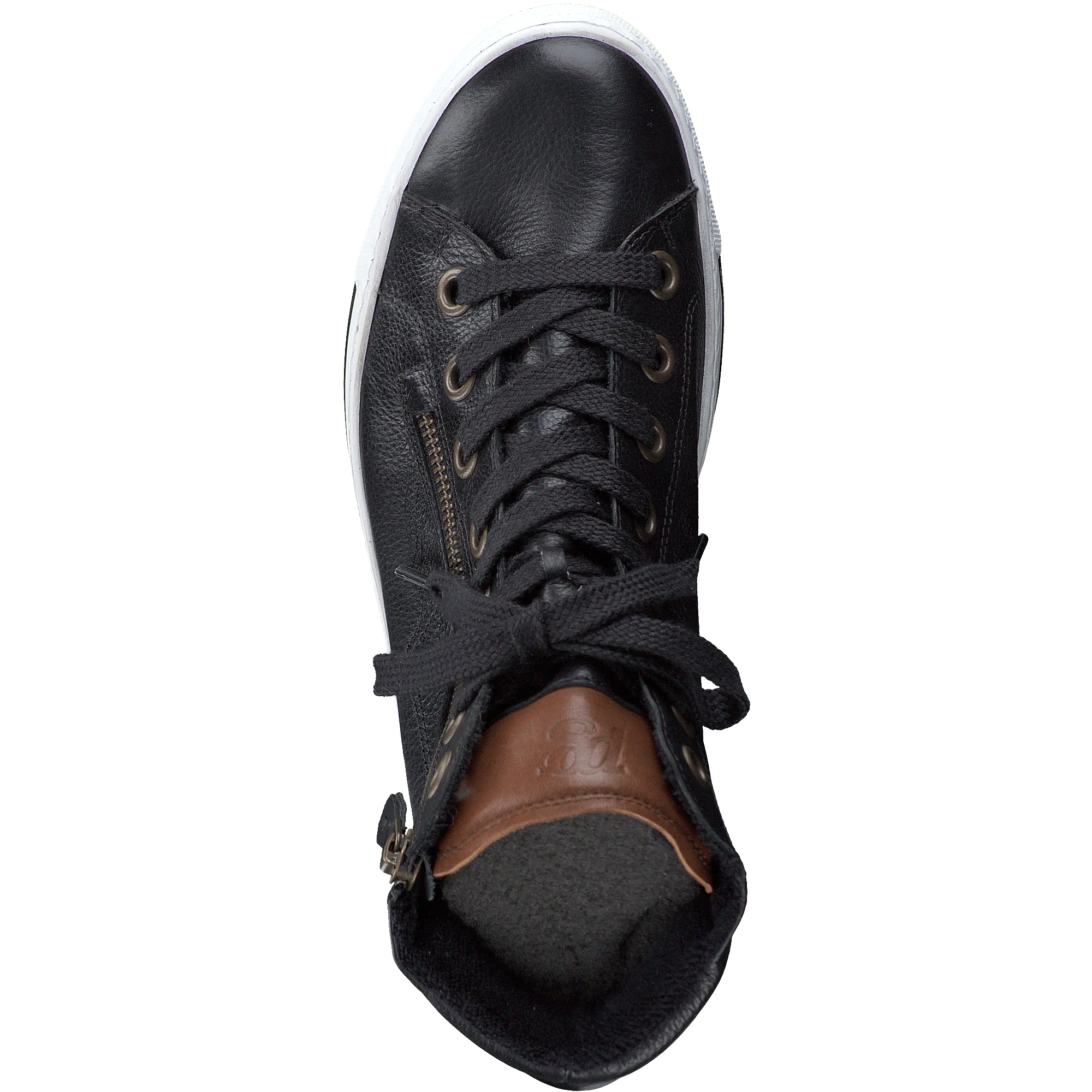 PAUL GREEN 4024 Black Leather High Top Trainer