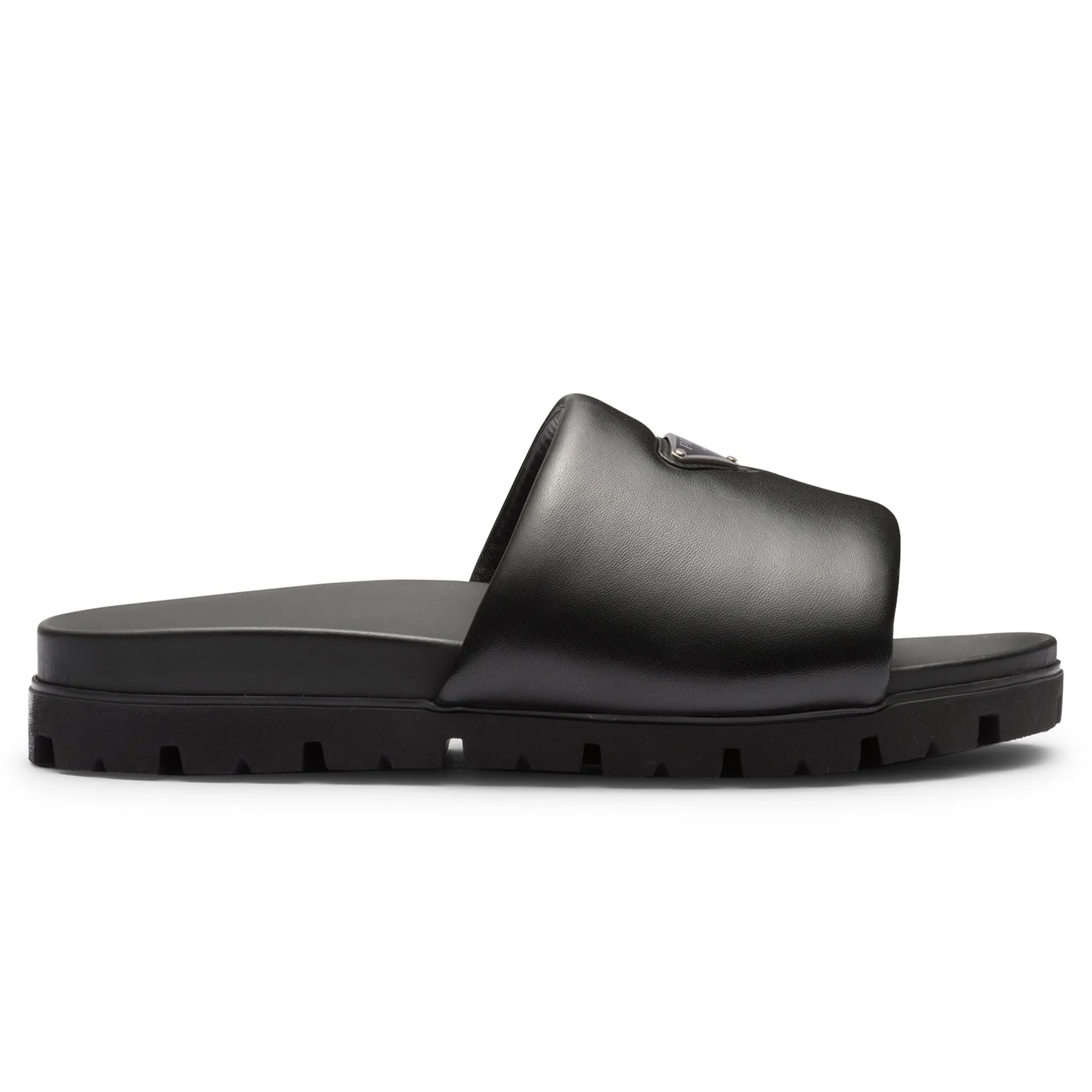 Prada Nappa Leather Slides Black