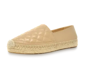 Quilted Leather Espadrille Slip-On Flats