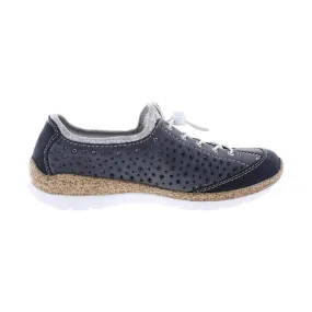 Rieker Women's Wildebuk Shoes - Grey/Blue