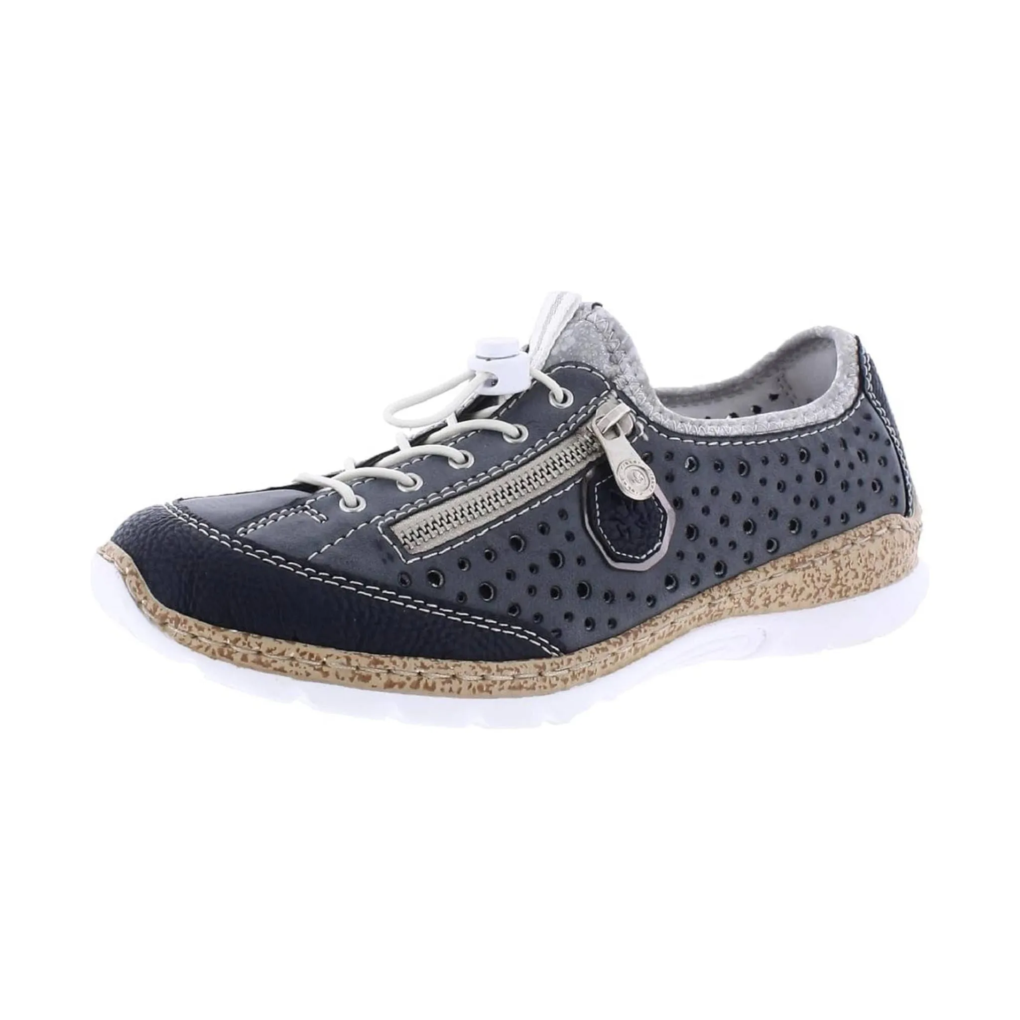 Rieker Women's Wildebuk Shoes - Grey/Blue