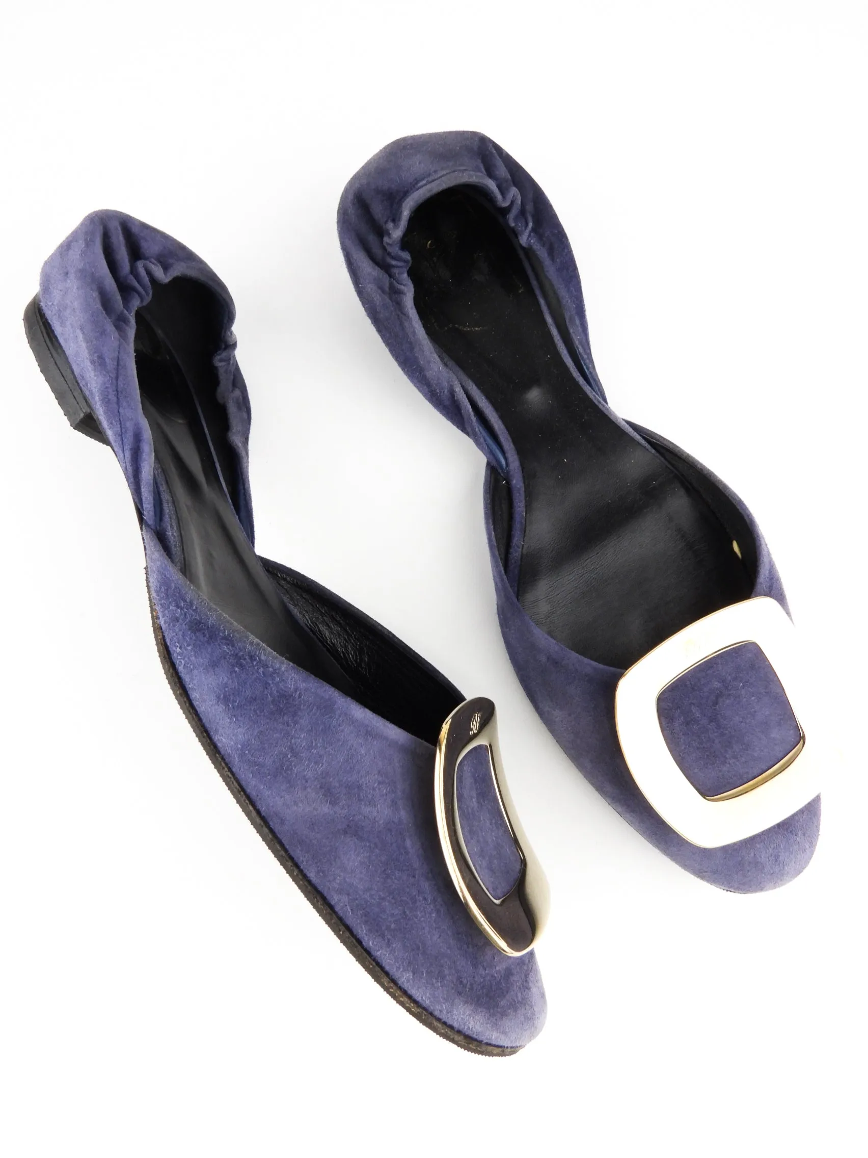 Roger Vivier Blue Suede Leather Chips Flat Shoes - 38