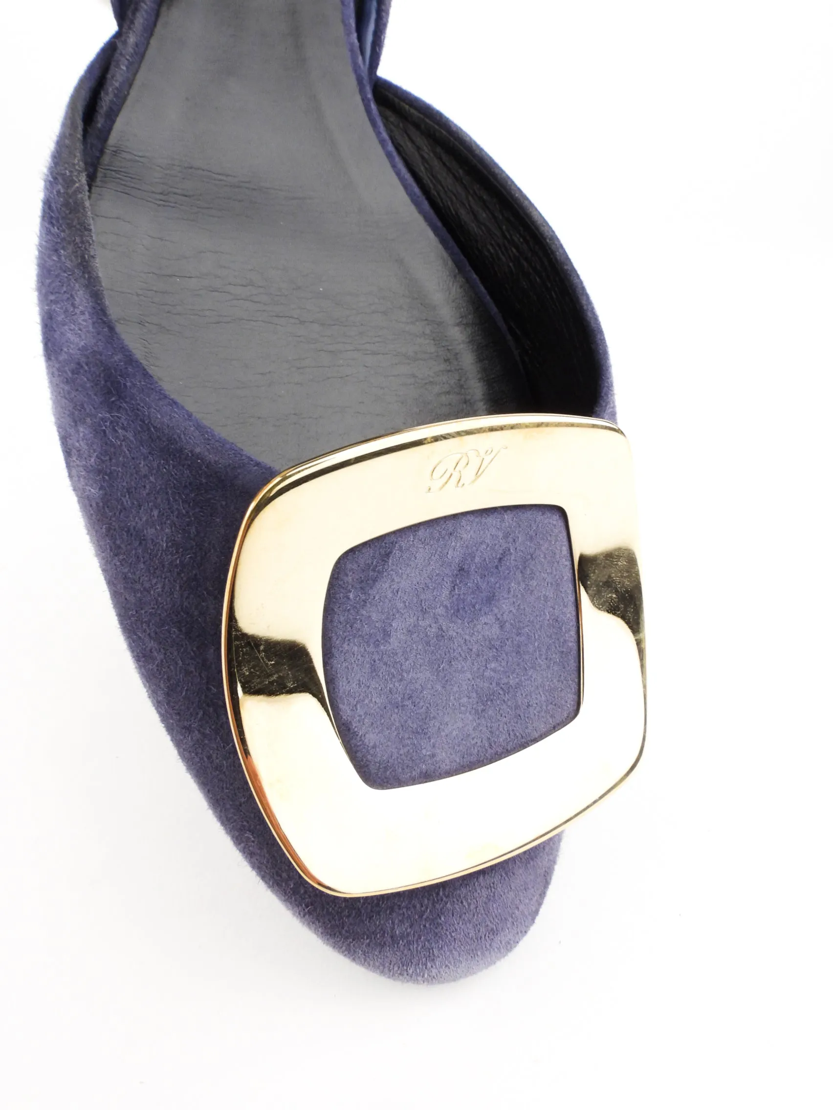 Roger Vivier Blue Suede Leather Chips Flat Shoes - 38