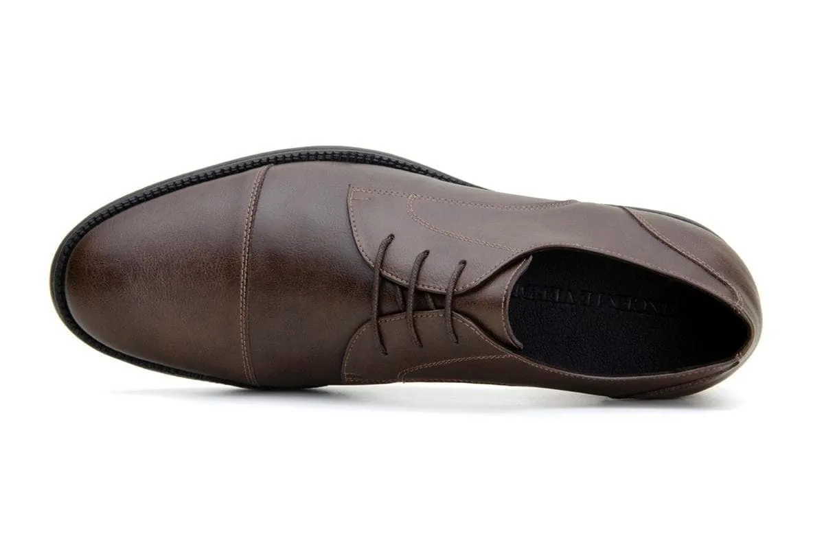 'Roma' classic vegan leather derby by Vincente Verde -  espresso