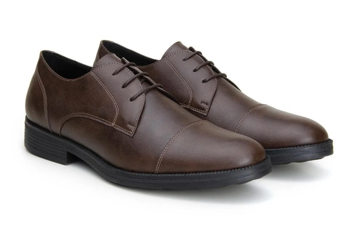 'Roma' classic vegan leather derby by Vincente Verde -  espresso