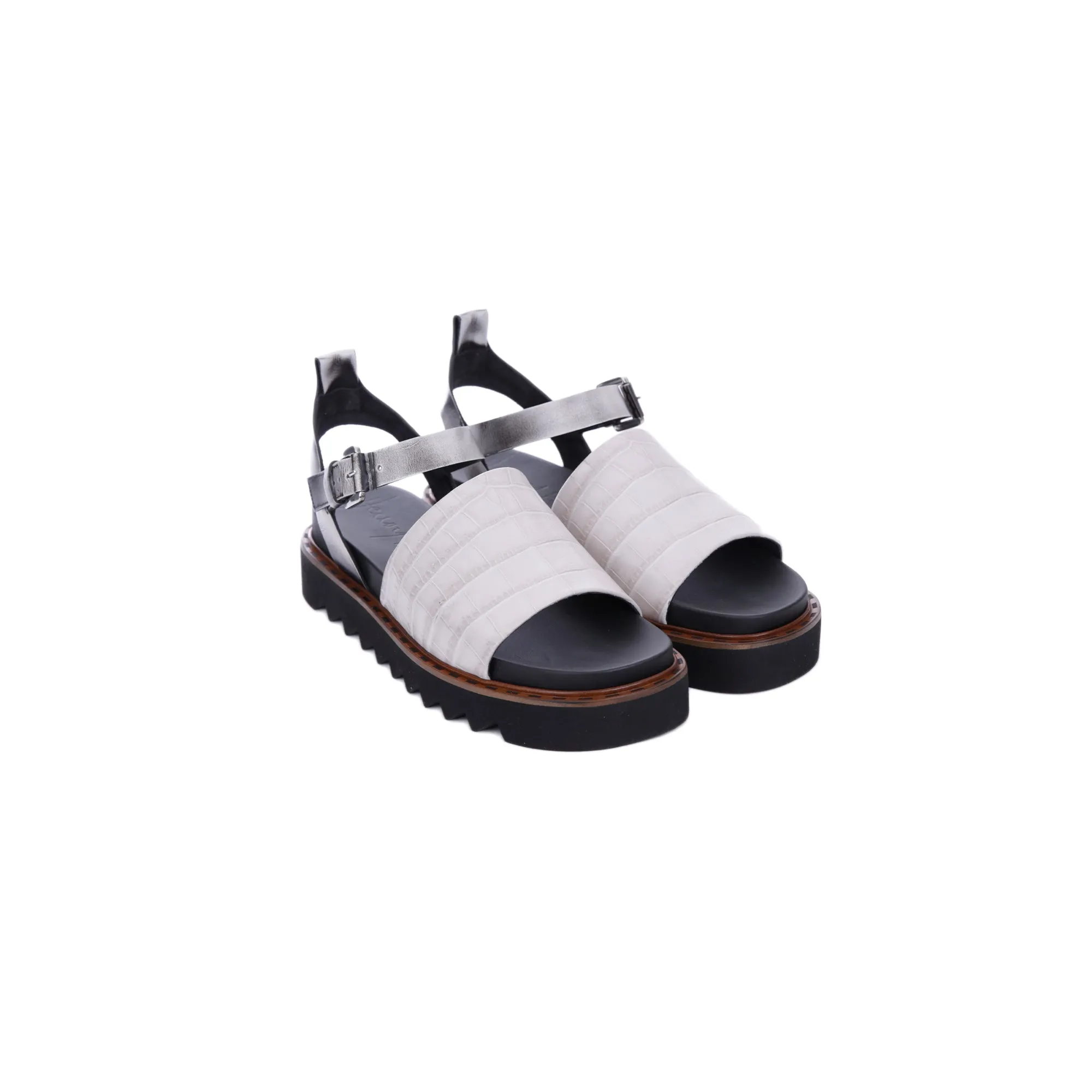 Sandal Zeppa Croco Printed Chalk White