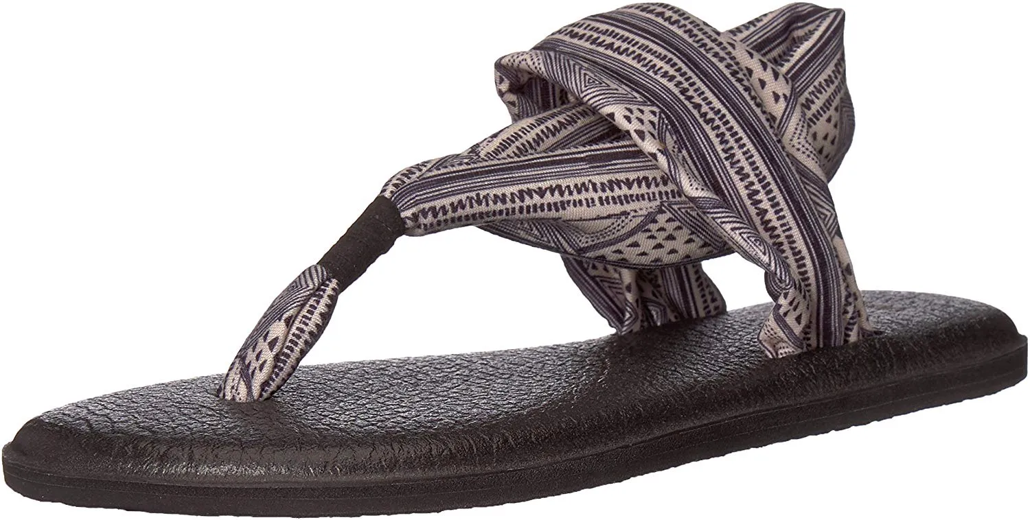 Sanuk Yoga Sling 2 Prints Tan Black Geo Stripes Sandals - Women's