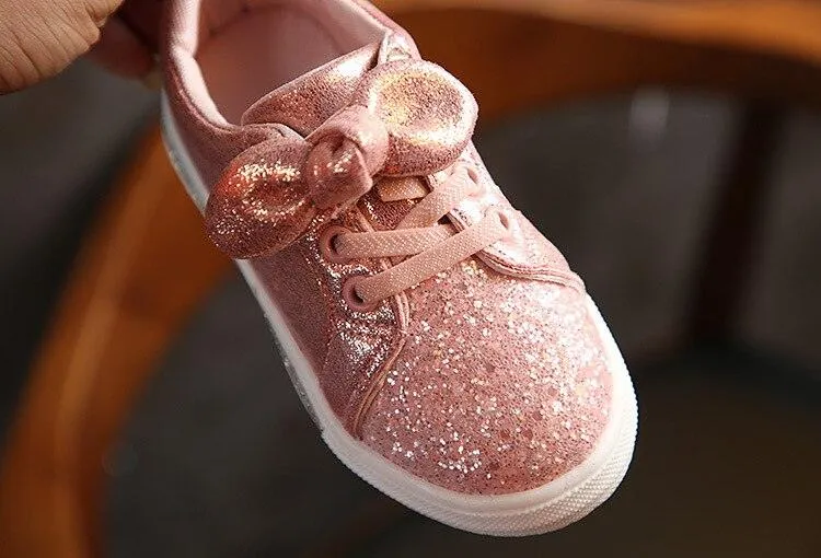 Soft Glitter Toddler Girls Sneakers with Crystal - TH346 Baby Kids Casual Shoes