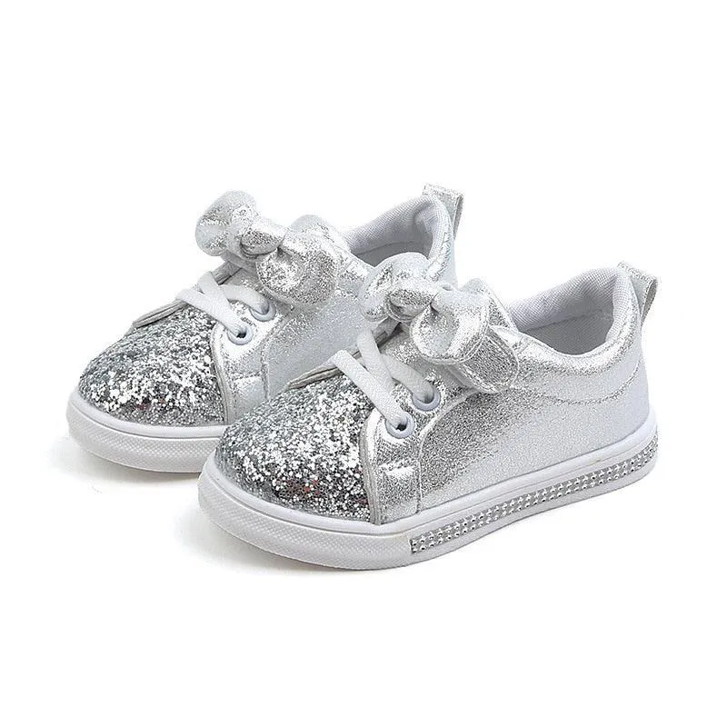 Soft Glitter Toddler Girls Sneakers with Crystal - TH346 Baby Kids Casual Shoes