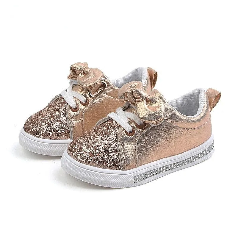 Soft Glitter Toddler Girls Sneakers with Crystal - TH346 Baby Kids Casual Shoes