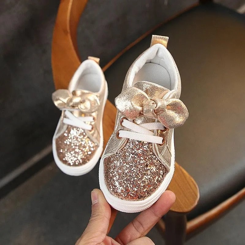 Soft Glitter Toddler Girls Sneakers with Crystal - TH346 Baby Kids Casual Shoes