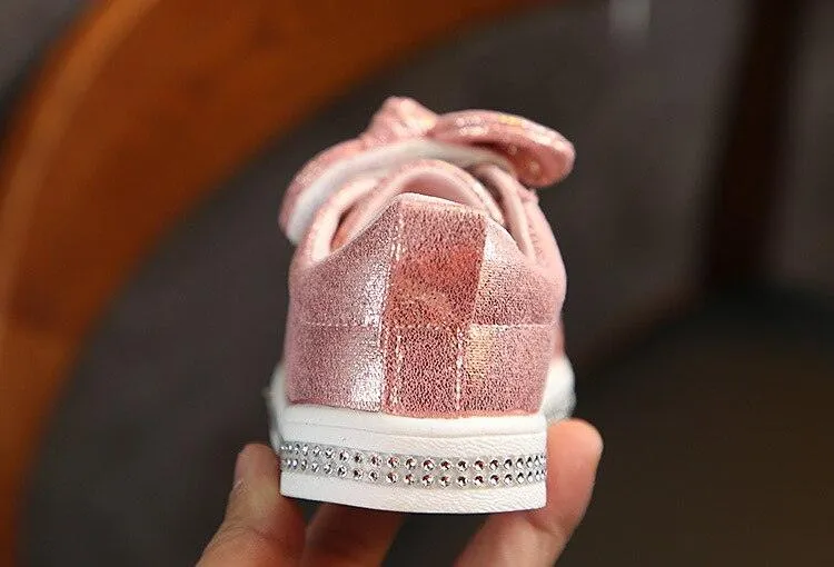 Soft Glitter Toddler Girls Sneakers with Crystal - TH346 Baby Kids Casual Shoes