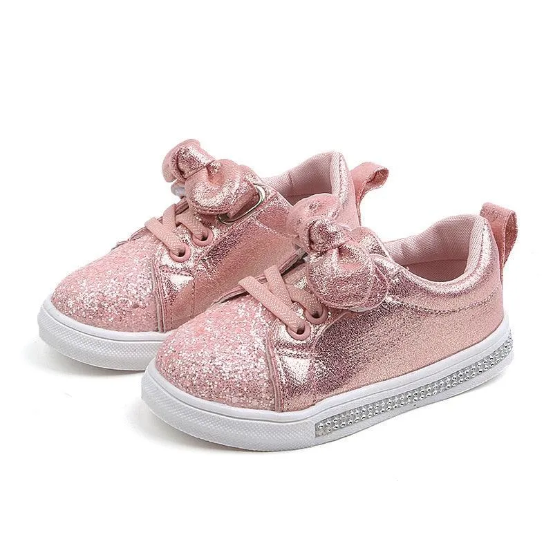 Soft Glitter Toddler Girls Sneakers with Crystal - TH346 Baby Kids Casual Shoes