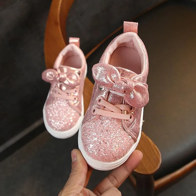 Soft Glitter Toddler Girls Sneakers with Crystal - TH346 Baby Kids Casual Shoes