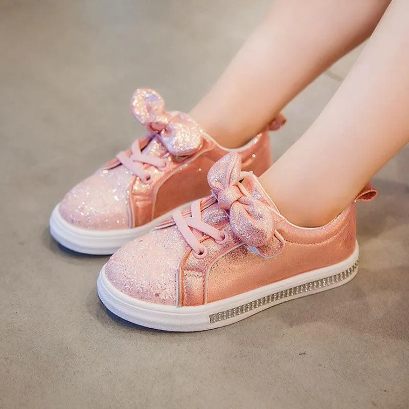 Soft Glitter Toddler Girls Sneakers with Crystal - TH346 Baby Kids Casual Shoes